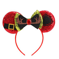 Serre-tête de Noël transfrontalier fait main avec nœud à paillettes et boules colorées, thème sapin de Noël, pour fêtes et parcs d'attractions