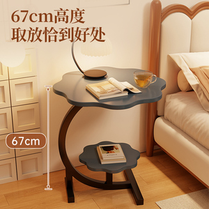 Mesita de noche sencilla de madera maciza con estante inferior para dormitorio, mesita de noche multifuncional - Product Image 4