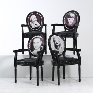 Chaise <span class=keywords><strong>Louis</strong></span> <span class=keywords><strong>XVI</strong></span> de style français à dossier rond en bois massif de conception vintage pour salle à manger et restaurant - Product Image 2