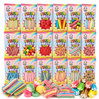 Zure snoepstrips, zure gummy strips, zoethout snoep, fruitig kauwsnoep, OEM groothandel, aangepaste etiketten, bulkverpakkingen, snoepgoed leverancier