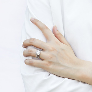 Châu Âu và Mỹ Ladies New S925 Tinh Khiết Bạc Zircon đá quý Nhẫn hợp thời trang Set đối với kỷ niệm trang sức - Product Image 4