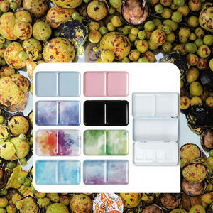 Fondo piatto in metallo rettangolari scatola di vernice acquerello scatola di latta pieghevole per mezze padelle vuota Aquarell scatola di latta - Product Image 1