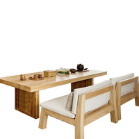 Table à manger rectangulaire en bois massif de style nordique moderne, ensemble de salle à manger multifonctionnel 4 places pour petites maisons