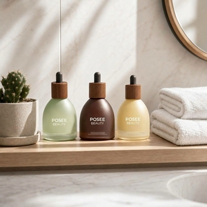 Flacon compte-gouttes carré en verre de luxe à base épaisse avec logo personnalisé, estampage doré, 30ml 50ml 100ml, flacon de sérum transparent à fond épaissi - Product Image 6