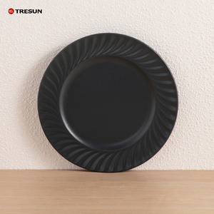 Service de vaisselle en céramique noire mate gaufrée effet tourbillon, assiettes, bols, tasses en grès, compatible micro-ondes et lave-vaisselle, pour la restauration - Product Image 5