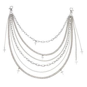 yueli Multi Layered <b>Chain</b> Waist <b>Chain</b> <b>Men</b> Hip Hop Street Dance <b>Cross</b> Pendant Body <b>Chain</b> Tibetan Silver Decorative Pants <b>Chain</b> - Product Image 5