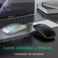 Mouse Gaming portabel 1600DPI, 2.4GHz untuk BT 5.2 bercahaya LED Backlit pengisian USB gaya 3D untuk Tablet ponsel komputer