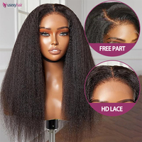 Meilleure vente 30 pouces cheveux brésiliens perruque de cheveux pré-plumés Transparent /HD Invisible dentelle Yaki droite 13x4 frontale dentelle perruques cheveux
