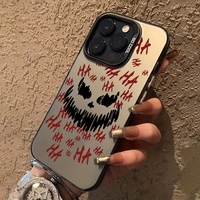 Coque de téléphone noire en matériau Imd 16 Pro Max 11 12 13 Pro Coque de téléphone à motifs d'un visage sombre terrifiant Coque de téléphone antichoc
