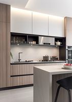 Fabrication sur mesure de meubles de haute qualité, modulaires, en bois massif, en panneaux mélaminés, en MDF, cuisines modernes en forme de U