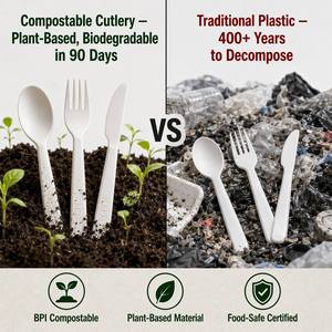 Wholesale Commercial Grade Coir Fiber Section Disposable Cutlery Set Biodegradable Disposable Fork Knife <b>Spoon</b> for Food Shop - Product Image 3