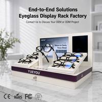 Support d'affichage pliable blanc pour lunettes connectées, écran promotionnel numérique, miroir d'essayage intégré, plateaux doublement inclinés, tiroir de rangement