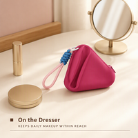 Pochette de maquillage en silicone, pochette cosmétique triangulaire, fermeture à glissière, organisateur de rangement, résistant à l'eau, sac de rangement portable pour voyage