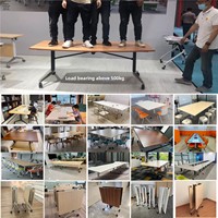 Table de conférence pliable et rétractable HYZ-225X avec roulettes, design minimaliste, bureau pour 12 personnes