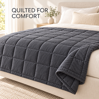 Selimut Berbobot 15 lb untuk Dewasa, Diisi dengan Butiran Kaca, Selimut Polyester Berlapis yang Bernapas untuk Tidur di Tempat Tidur
