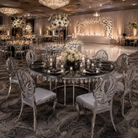 Table de réception ronde de luxe en acier inoxydable doré pour événements de mariage et hôtels
