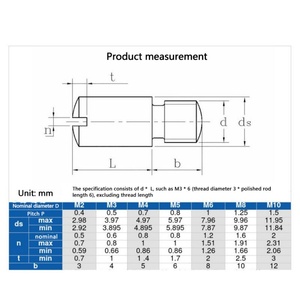 M1.2 M1.6 M2 M2.5 M3 M4 M5 M6 Din 927 Headless Slotted Shoulder Screw - Product Image 5