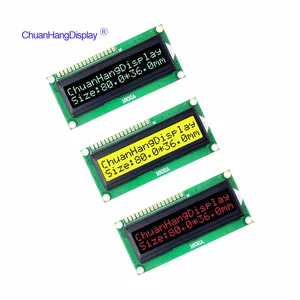 ChuanHang precio de fábrica ventana grande LCD1602 matriz de puntos 16*2 módulo de pantalla LCD de caracteres con azul/amarillo-verde/gris/Negro/3,3 V