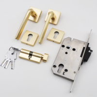 En gros, Ensemble de poignées de porte à levier modernes pour intérieur, avec serrure à mortaise et corps de serrure en alliage de zinc avec cylindre