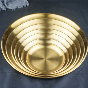Vaisselle de luxe de style européen, vaisselle ronde en acier inoxydable, plats et assiettes, ensembles de vaisselle pour hôtel et restaurant - Product Image 1