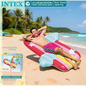 Materassino Gonfiabile Intex Rainbow 183x132cm, Galleggiante per Piscina, Anello da Nuoto per Adulti - Product Image 1