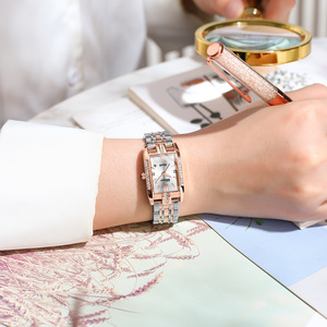 Reloj de Mujer Rectangular <span class=keywords><strong>Dawn</strong></span> New, Venta al por Mayor de Fábrica, Cuarzo, Calendario, Correa de Acrílico Sólido, Caja de Acero Inoxidable, Resistente al Agua 30M - Product Image 4