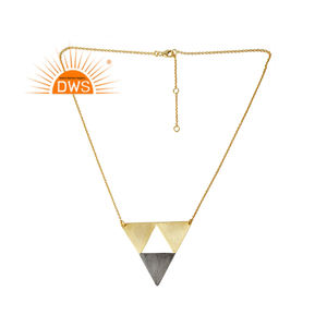 Geometric Design Silver Necklace Designer Plain Jewelry Supplier Two Tone Finish 925 Silver Necklace <b>Vintage</b> Collection - Product Image 1