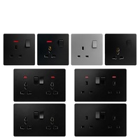 Prise murale noire mate, 13A 250V, multifonction, universelle, type 86/146, norme britannique, panneau électrique