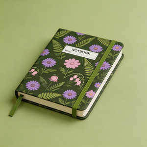 Carnet à couverture rigide vert floral personnalisé A5, journal <span class=keywords><strong>botanique</strong></span> avec bande élastique pour cadeaux - Product Image 6