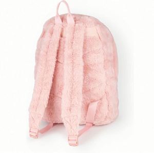Ladies Fluffy <b>Backpack</b> Womens Classic Patch Logo Teddy Bear Fur Fleece Rucksack <b>Backpack</b> - Product Image 4