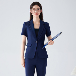 Women's Pink Short Sleeve Suit Set Lightweight Breathable Office Lady Workwear Commuting Professional Elegant Style - Product Image 4