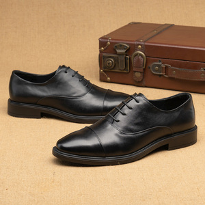 Chaussures Oxford décontractées pour hommes, bout pointu, en cuir véritable, à lacets, semelle extérieure en caoutchouc antidérapante, doublure en cuir de vachette massif, pour le bureau - Product Image 2