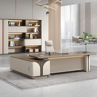 Scrivania Direzionale a L Moderna in Legno con Armadietto e Cassetto per Ufficio CEO e Manager