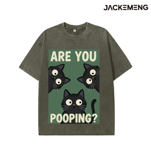 T-shirt surdimensionné « ARE YOU POOPING? » T-shirt humoristique rétro streetwear chat noir – Entrepôt local USA – Vente en gros – Manches courtes - Product Image 2