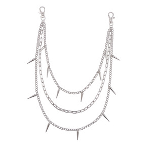 โซ่คาดเอวสไตล์พังก์ ลายเรขาคณิต หลายชั้น ประดับหมุด ฮิปฮอป สำหรับผู้ชาย ทำจากโลหะผสมสังกะสี เหมาะสำหรับใส่ทุกวัน - Product Image 5