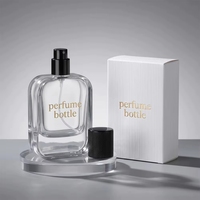 Flacons de parfum en verre carrés, pompe pulvérisatrice dorée et noire, vente en gros, vides, avec boîte cadeau blanche, 100 ml
