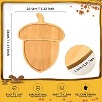 Plateau de service en bambou en forme de gland Plateau de service en bois Snack Fromage Charcuterie Planches Assiette pour Noël Fête d'Halloween