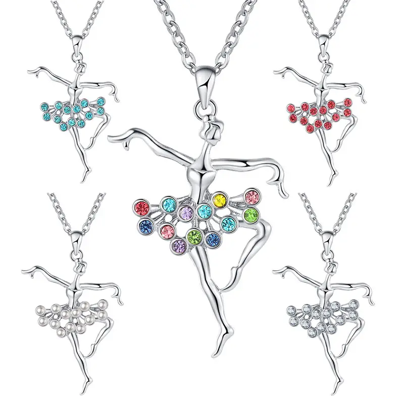 Jong Meisje Ballerina Hanger Ketting Ballet Dans Kristallen Kettingen Charmes Sieraden Geschenken Voor Verjaardagsfeestje Kleine Tiener Meisjes