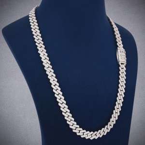 Cadena Cubana de Miami de Lujo y Tendencia de 14mm, Collar de Plata 925 Personalizable con Diamantes de Moissanita, Joyería para Hombre, Regalo de Boda - Product Image 1