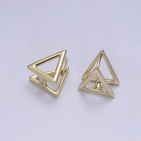 Boucles d'oreilles minimalistes 2025 en or 14 carats hypoallergéniques, à double couche, avec fermoir à levier, en forme de prisme triangulaire, à clipser