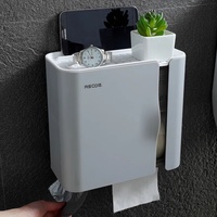Distributeur de papier toilette mural sans perçage, étanche, support de rangement moderne multifonctionnel pour boîte à mouchoirs