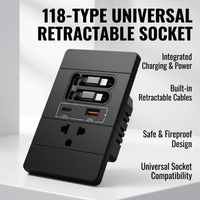 Prise murale USB avec interrupteur, charge rapide 20W pour téléphones mobiles, type C, 2 prises AC en plastique, prise US