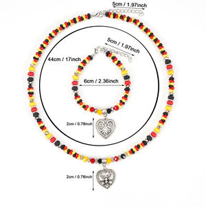 Ensemble collier et bracelet en forme de cœur, bijoux vintage en alliage, accessoire de mode pour femmes pour les soirées - Product Image 4