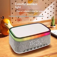 A911 Neu für 5.0 Kabelloses Ladegerät Digitaler Wecker 3-in-1 Lautsprecher mit RGB-Ambientelicht & FM-Radio (Touch-Steuerung)