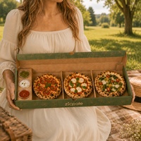 Boîte à pizza personnalisée Zicpole à 3 compartiments avec ensemble de coupelles pour sauce, collection de solutions pour mini-pizzeria 3-en-1, emballage à emporter
