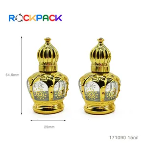 Mini rouleau d'huile de parfum doré arabe personnalisé de 15ml, bouteille de déodorant en rouleau