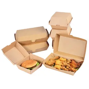 صندوق همبرغر-ورق مموج ثانوي للدجاج المقلي والوجبات الخفيفة والدجاج والأرز والأطعمة صندوق تعبئة سميك من الكرتون
