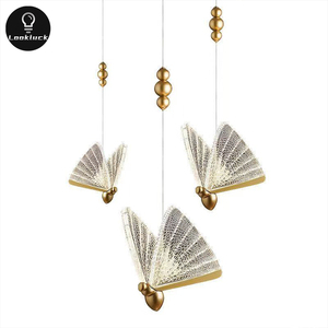 Lámpara de araña Interior de Hotel pequeño moderno de altura ajustable, nueva lámpara colgante de mariposa colorida para iluminación de escaleras Art <span class=keywords><strong>Deco</strong></span> - Product Image 2
