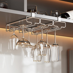 Diskon besar 304 baja tahan karat di bawah gantung kaca anggur gelas bertangkai rak kabinet dapur pasang dinding Bar Piala pengeringan pemegang penyimpanan - Product Image 2