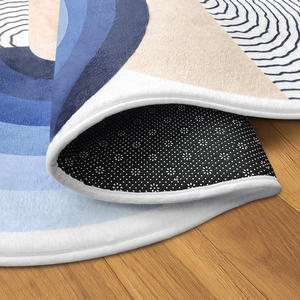 <span class=keywords><strong>Tappeto</strong></span> a Righe Stampato in 3D, <span class=keywords><strong>Tappeto</strong></span> Semicircolare da Comodino con Design del Logo - Product Image 4